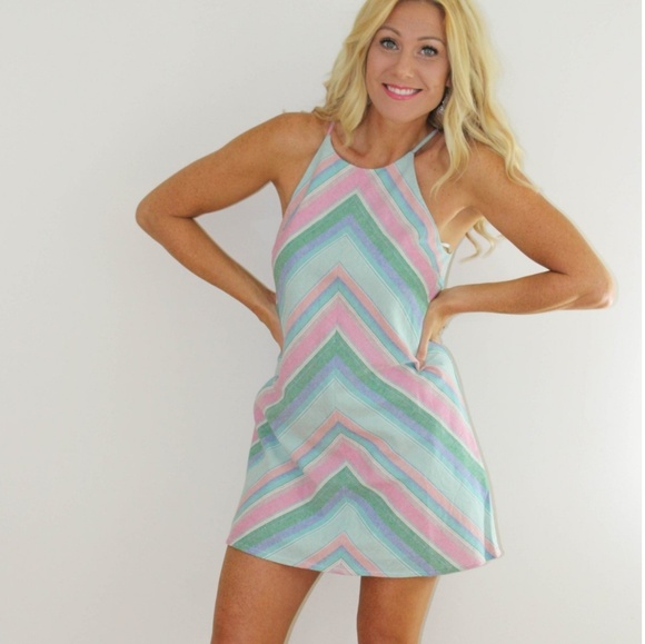 ❤Pastel chevron stripes shift summer dress - Picture 3 of 6